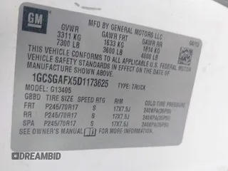 2013 Chevrolet Express Cargo Van with VIN 1GCSGAFX5D1173625, listed as a IAAI auction lot 41925806 with 365,298 mi miles. Bid and sale history available at carsss.com. Image 9.