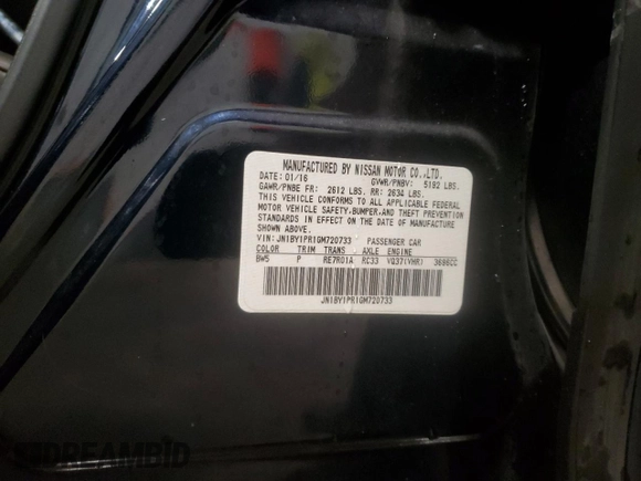 2016 Infiniti Q70 with VIN JN1BY1PR1GM720733, listed as a Copart auction lot 44587575 with 81,254 mi miles and Non repairable. Bid and sale history available at DreamBid. Image 13.