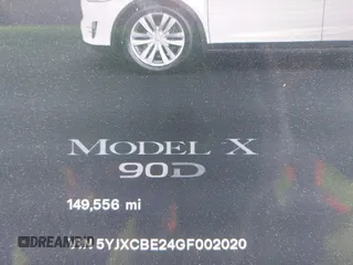 2016 Tesla Model X 70D with VIN 5YJXCBE24GF002020, listed as a IAAI auction lot 41799528 with 149,556 mi miles. Bid and sale history available at carsss.com. Image 15.
