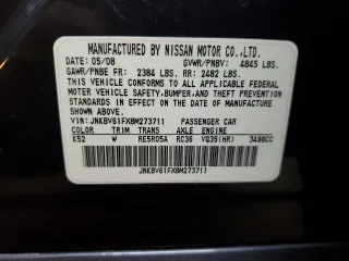 2008 Infiniti G35 x with VIN JNKBV61FX8M273711, listed as a Copart auction lot 74561854 with 100,652 mi miles and Salvage Title. Bid and sale history available at DreamBid. Image 12.
