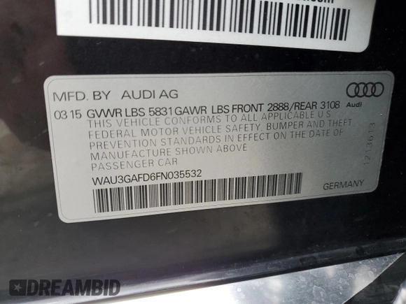 2015 Audi A8 L 3.0T with VIN WAU3GAFD6FN035532, listed as a Copart auction lot 51659145 with 120,516 mi miles and Clean Title. Bid and sale history available at carsss.com. Image 12.