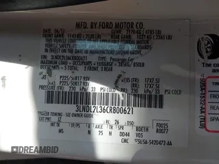 2012 Lincoln MKZ Hybrid with VIN 3LNDL2L36CR800621, listed as a IAAI auction lot 41755385 with 128,280 mi miles and . Bid and sale history available at DreamBid. Image 9.