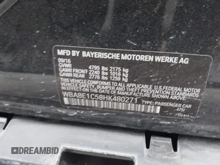 2017 BMW 3 Series 330e iPerformance with VIN WBA8E1C58HK480271, listed as a IAAI auction lot 42039429 with 93,242 mi miles. Bid and sale history available at carsss.com. Image 9.