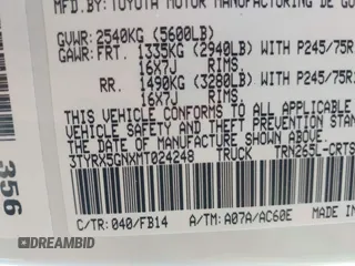 2021 Toyota Tacoma SR с VIN 3TYRX5GNXMT024248, выставлен на аукционе IAAI как лот 42082901 с пробегом 29 078 миль миль и . История ставок и продаж доступна на DreamBid. Изображение 9.