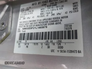 2020 Ford Transit Connect XLT with VIN NM0GE9F21L1465878, listed as a IAAI auction lot 41623436 with 66,083 mi miles and . Bid and sale history available at DreamBid. Image 9.