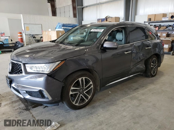 2017 Acura MDX Advance with VIN 5FRYD4H82HB001719, listed as a Copart auction lot 54055205 with 106,527 mi miles and Salvage title. Bid and sale history available at DreamBid. Image 1.