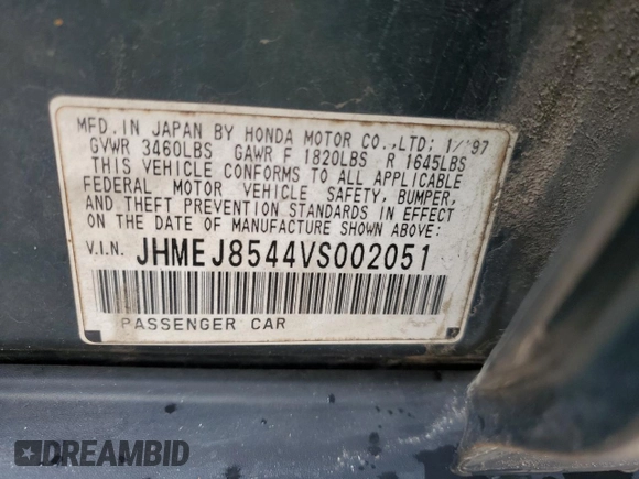 1997 Honda Civic с VIN JHMEJ8544VS002051, выставлен на аукционе Copart как лот 58399195 с пробегом 239 283 миль миль и Списание • Salvage title. История ставок и продаж доступна на DreamBid. Изображение 12.