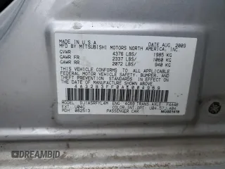 2010 Mitsubishi Galant ES with VIN 4A32B3FF0AE004969, listed as a Copart auction lot 49839655 with 0 mi miles and Non Repairable. Bid and sale history available at carsss.com. Image 14.