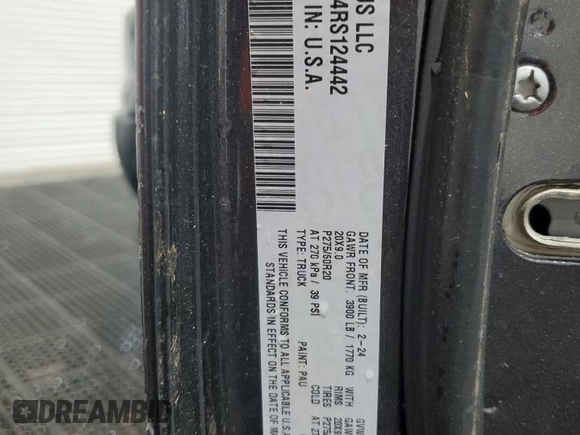 2024 Ram 1500 Warlock z VIN 1C6RR7LG4RS124442, wystawiony jako Copart lot #59038785 z przebiegiem 25 042 mil mil oraz Szkoda całkowita • Salvage title. Historia ofert i sprzedaży dostępna na DreamBid. Obrazek 12.