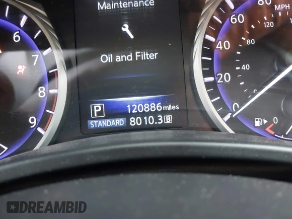 2015 Infiniti Q50 Premium with VIN JN1BV7AR1FM405143, listed as a IAAI auction lot 42267204 with 120,886 mi miles and . Bid and sale history available at DreamBid. Image 7.