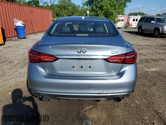 2018 Infiniti Q50 Luxe with VIN JN1EV7APXJM590569, listed as a Copart auction lot 55643215 with 86,965 mi miles and Salvage title. Bid and sale history available at DreamBid. Image 6.