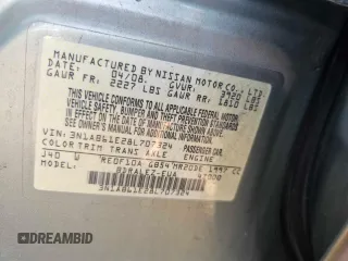 2008 Nissan Sentra S with VIN 3N1AB61E28L707324, listed as a Copart auction lot 86739304 with 198,282 mi miles and Clean Title. Bid and sale history available at DreamBid. Image 10.