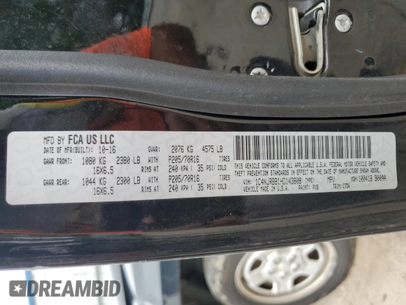 2017 Jeep Patriot Sport with VIN 1C4NJRBB1HD143808, listed as a Copart auction lot 58302235 with 136,123 mi miles and Salvage title. Bid and sale history available at DreamBid. Image 13.