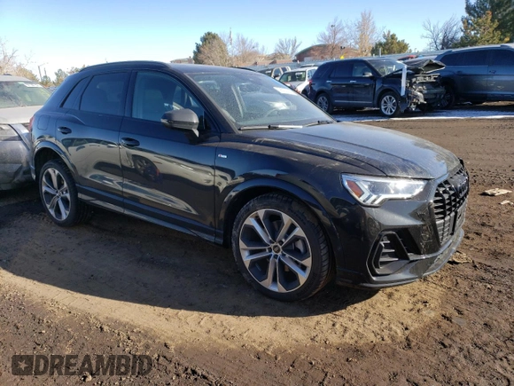 2022 Audi Q3 S line Premium Plus with VIN WA1EECF32N1144025, listed as a Copart auction lot 38752623 with 3,130 mi miles and . Bid and sale history available at DreamBid. Image 4.