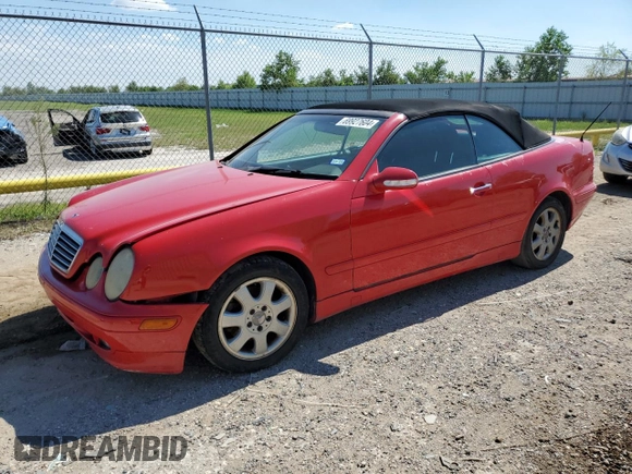 2003 Mercedes-Benz CLK-Class 3.2L with VIN WDBLK65G03T130720, listed as a Copart auction lot 69927604 with 0 mi miles and Salvage Title. Bid and sale history available at carsss.com. Image 1.