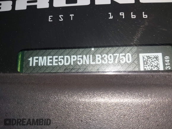 2022 Ford Bronco с VIN 1FMEE5DP5NLB39750, выставлен на аукционе IAAI как лот 41294068 с пробегом 16 939 миль миль и . История ставок и продаж доступна на DreamBid. Изображение 18.
