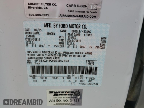 2006 Ford Super Duty F-250 XL with VIN 1FTSX21PX6EB47823, listed as a Copart auction lot 77432964 with 154,559 mi miles and Clean Title. Bid and sale history available at carsss.com. Image 12.