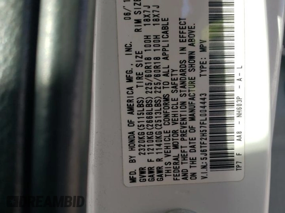 2015 Honda Crosstour EX-L z VIN 5J6TF2H57FL004443, wystawiony jako Copart lot #43272515 z przebiegiem Nie podano mil oraz Szkoda całkowita • Salvage title. Historia ofert i sprzedaży dostępna na DreamBid. Obrazek 14.
