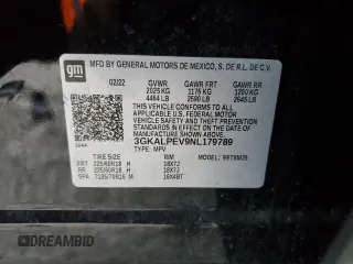 2022 GMC Terrain SLT with VIN 3GKALPEV9NL179789, listed as a Copart auction lot 89206215 with Not provided miles and Salvage title. Bid and sale history available at DreamBid. Image 14.