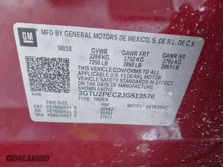 2018 GMC Sierra 1500 Denali with VIN 3GTU2PEC2JG513576, listed as a IAAI auction lot 41349059 with 167,209 mi miles. Bid and sale history available at carsss.com. Image 9.