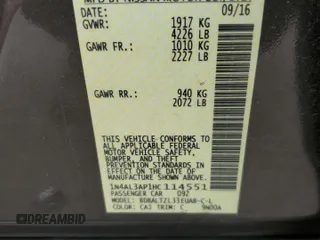 2017 Nissan Altima SV with VIN 1N4AL3AP1HC114551, listed as a Copart auction lot 58602075 with 81,839 mi miles and Salvage title. Bid and sale history available at DreamBid. Image 12.