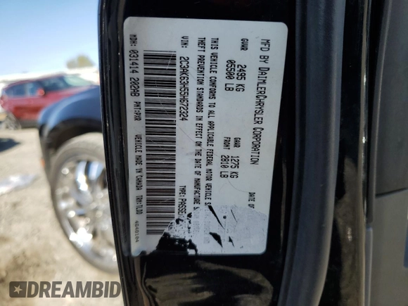 2005 Chrysler 300 300C AWD z VIN 2C3AK63H55H672324, wystawiony jako Copart lot #48790925 z przebiegiem 258 543 mil mil oraz Szkoda całkowita • Salvage title. Historia ofert i sprzedaży dostępna na DreamBid. Obrazek 12.
