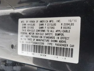2016 Acura TLX with VIN 19UUB1F30GA002288, listed as a IAAI auction lot 41201762 with 157,020 mi miles. Bid and sale history available at carsss.com. Image 9.