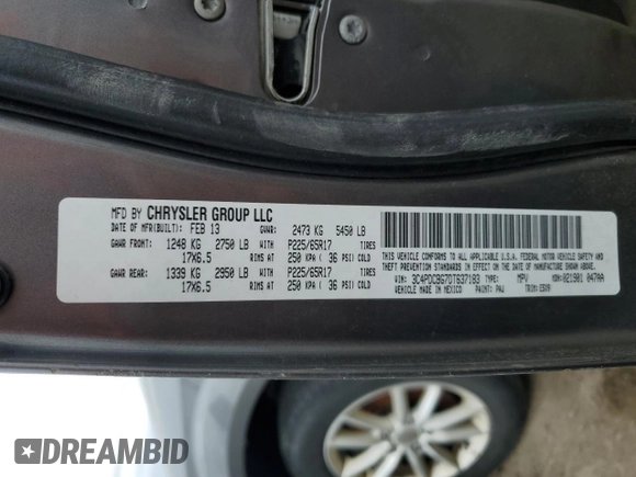 2013 Dodge Journey SXT with VIN 3C4PDCBG7DT637183, listed as a Copart auction lot 55301585 with 151,225 mi miles and Clean Title. Bid and sale history available at carsss.com. Image 14.
