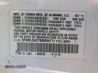 2011 Honda Odyssey LX with VIN 5FNRL5H27BB054711, listed as a Copart auction lot 54792615 with 156,675 mi miles and Clean title. Bid and sale history available at DreamBid. Image 13.