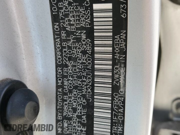 2010 Toyota Prius II z VIN JTDKN3DU1A0074859, wystawiony jako Copart lot #51924785 z przebiegiem 214 898 mil mil oraz Szkoda całkowita • Salvage title. Historia ofert i sprzedaży dostępna na DreamBid. Obrazek 15.