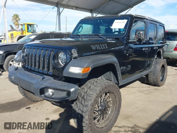 2021 Jeep Wrangler Unlimited Sport S with VIN 1C4HJXDN3MW681403, listed as a IAAI auction lot 41616298 with 40,526 mi miles and . Bid and sale history available at DreamBid. Image 16.