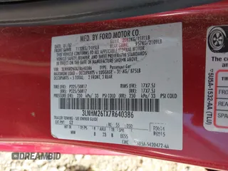 2007 Lincoln MKZ with VIN 3LNHM26TX7R640386, listed as a IAAI auction lot 41794717 with 166,907 mi miles. Bid and sale history available at carsss.com. Image 9.