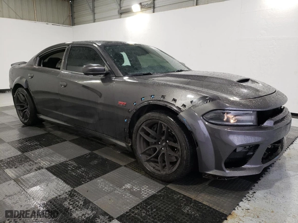 2021 Dodge Charger Scat Pack Widebody with VIN 2C3CDXGJ8MH553722, listed as a Copart auction lot 43538835 with 34,289 mi miles and Salvage Title. Bid and sale history available at carsss.com. Image 4.