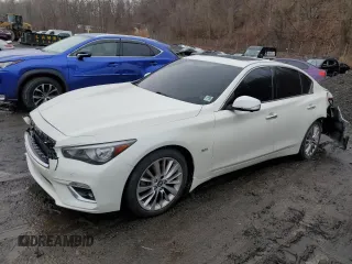 2019 Infiniti Q50 3.0t LUXE with VIN JN1EV7AR7KM554034, listed as a Copart auction lot 45523825 with 63,579 mi miles and Salvage Title. Bid and sale history available at carsss.com. Image 1.