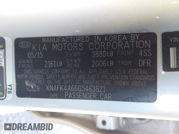 2016 Kia Forte LX with VIN KNAFK4A66G5463821, listed as a IAAI auction lot 40686914 with 67,123 mi miles. Bid and sale history available at carsss.com. Image 9.