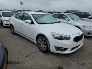 2014 Kia Cadenza Premium with VIN KNALN4D77E5145038, listed as a Copart auction lot 75134194 with 0 mi miles and Salvage Title. Bid and sale history available at carsss.com. Image 4.