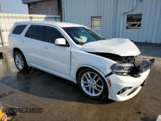 2021 Dodge Durango GT Plus with VIN 1C4RDHDG5MC692889, listed as a Copart auction lot 50168005 with 53,254 mi miles and Salvage Title. Bid and sale history available at DreamBid. Image 4.