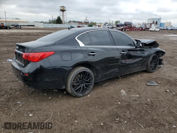 2015 Infiniti Q50 z VIN JN1BV7ARXFM399570, wystawiony jako Copart lot #57673905 z przebiegiem 126 841 mil mil oraz Szkoda całkowita • Salvage title. Historia ofert i sprzedaży dostępna na DreamBid. Obrazek 3.