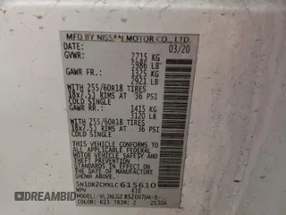 2020 Nissan Pathfinder SL z VIN 5N1DR2CMXLC615610, wystawiony jako Copart lot #47759545 z przebiegiem 58 269 mil mil oraz Szkoda całkowita • Salvage title. Historia ofert i sprzedaży dostępna na DreamBid. Obrazek 15.