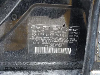 2017 Hyundai Azera Limited with VIN KMHFH4JGXHA590988, listed as a IAAI auction lot 41615025 with 100,751 mi miles and . Bid and sale history available at DreamBid. Image 9.