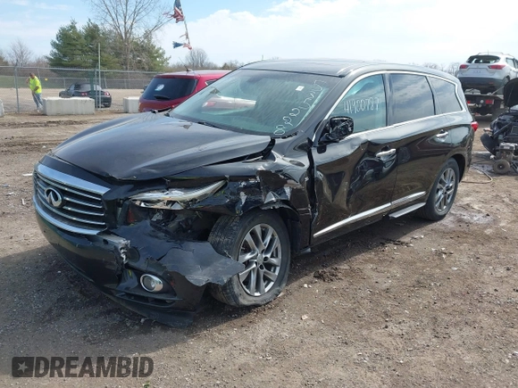 2014 Infiniti QX60 with VIN 5N1AL0MM4EC535228, listed as a IAAI auction lot 41900787 with 72,189 mi miles and . Bid and sale history available at carsss.com. Image 2.