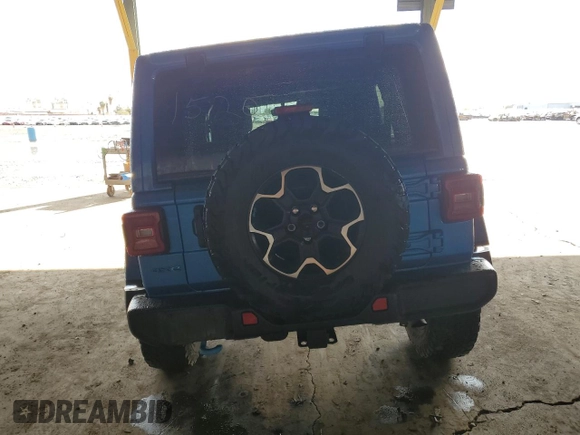 2023 Jeep Wrangler Rubicon with VIN 1C4JJXR6XPW541520, listed as a Copart auction lot 48265415 with 37,987 mi miles and Salvage title. Bid and sale history available at DreamBid. Image 6.