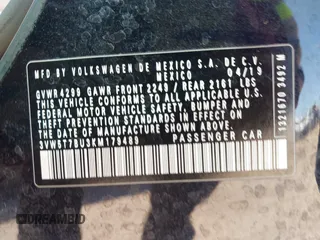 2019 Volkswagen Jetta GLI S с VIN 3VW5T7BU3KM179489, выставлен на аукционе IAAI как лот 41842016 с пробегом 53 242 миль миль и . История ставок и продаж доступна на DreamBid. Изображение 9.