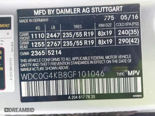 2016 Mercedes-Benz GLC with VIN WDC0G4KB8GF101046, listed as a IAAI auction lot 41846955 with 77,859 mi miles. Bid and sale history available at carsss.com. Image 9.