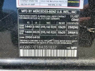 2008 Mercedes-Benz M-Class 6.3L AMG with VIN 4JGBB77E18A351837, listed as a Copart auction lot 53464455 with 156,918 mi miles and Clean Title. Bid and sale history available at carsss.com. Image 13.
