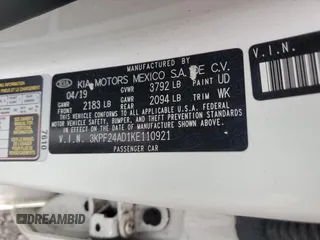 2019 Kia Forte LXS with VIN 3KPF24AD1KE110921, listed as a Copart auction lot 64051995 with 126,701 mi miles and Clean title. Bid and sale history available at DreamBid. Image 12.