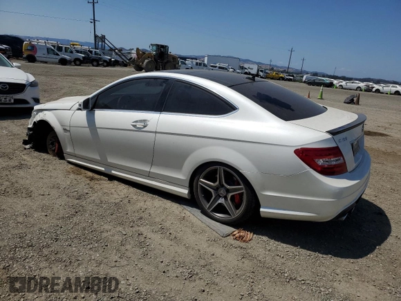 2012 Mercedes-Benz C 63 AMG with VIN WDDGJ7HB9CF814987, listed as a Copart auction lot 59702905 with 109,384 mi miles and Salvage title. Bid and sale history available at DreamBid. Image 2.
