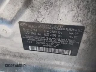 2015 Hyundai Elantra SE z VIN 5NPDH4AE4FH610961, wystawiony jako IAAI lot #42134698 z przebiegiem 72 591 mil mil oraz . Historia ofert i sprzedaży dostępna na DreamBid. Obrazek 9.