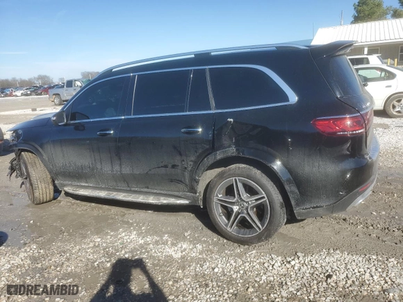 2023 Mercedes-Benz GLS with VIN 4JGFF5KE1PA967716, listed as a Copart auction lot 46681175 with 21,638 mi miles and Salvage Title. Bid and sale history available at carsss.com. Image 2.