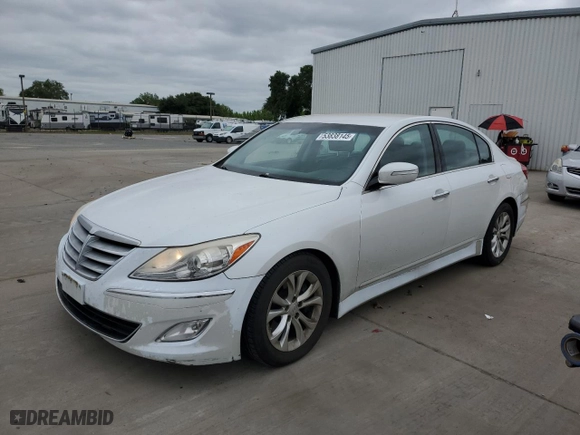 2013 Hyundai Genesis 3.8L with VIN KMHGC4DDXDU237163, listed as a Copart auction lot 53838145 with 96,928 mi miles and Salvage Title. Bid and sale history available at carsss.com. Image 1.